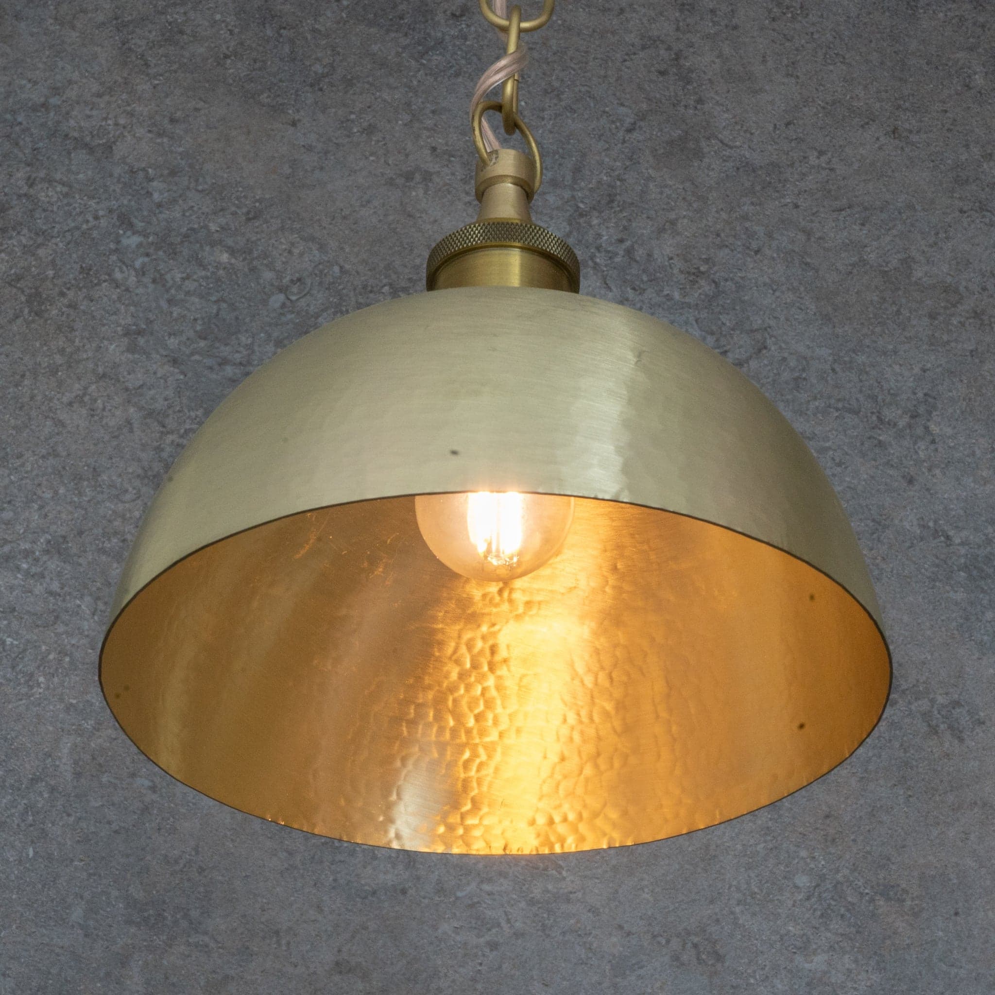 Luminous Soft-Hammered Brass Dome Pendant - Traditional Moroccan brass Light